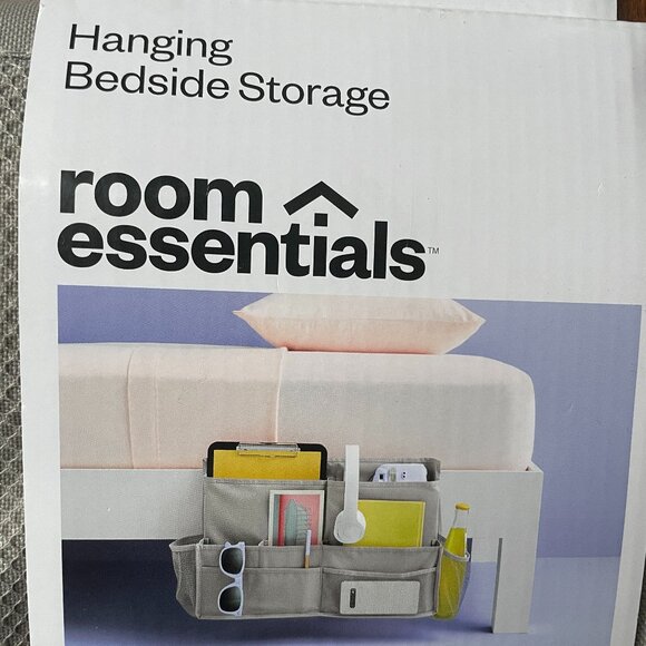 NEW Room Essentials Light Gray Bedside Hanging Organizer Storage - Picture 2 of 4